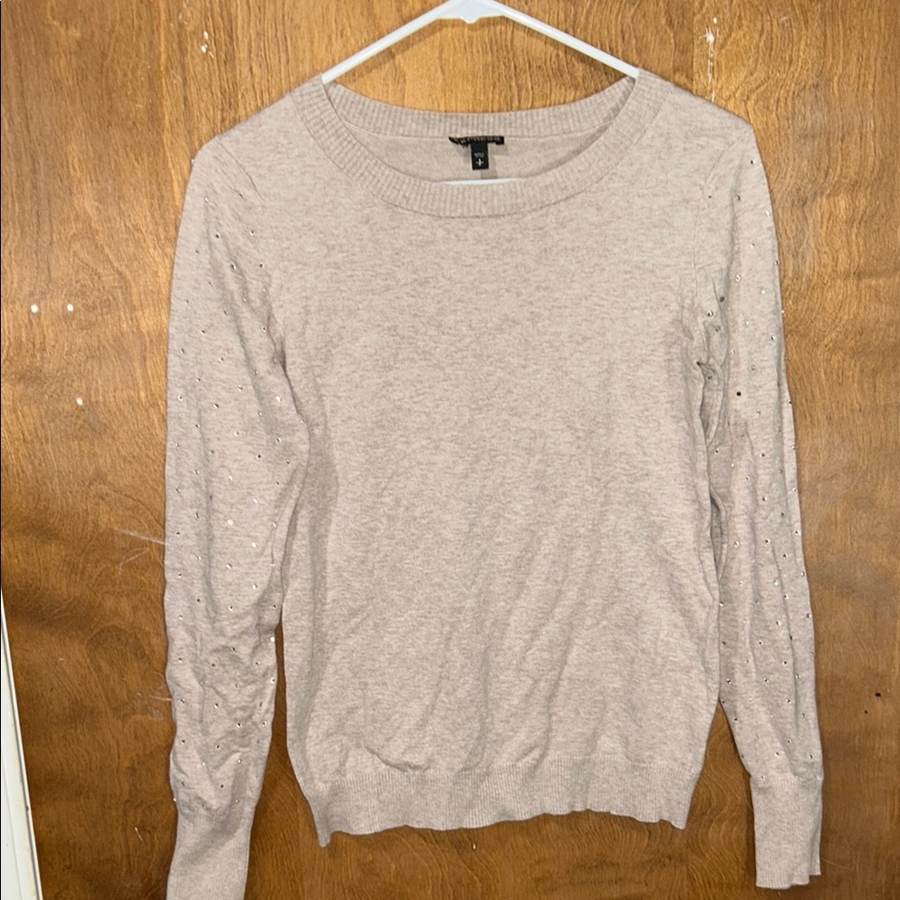 Light Beige Express Sweater with Eyelet Details